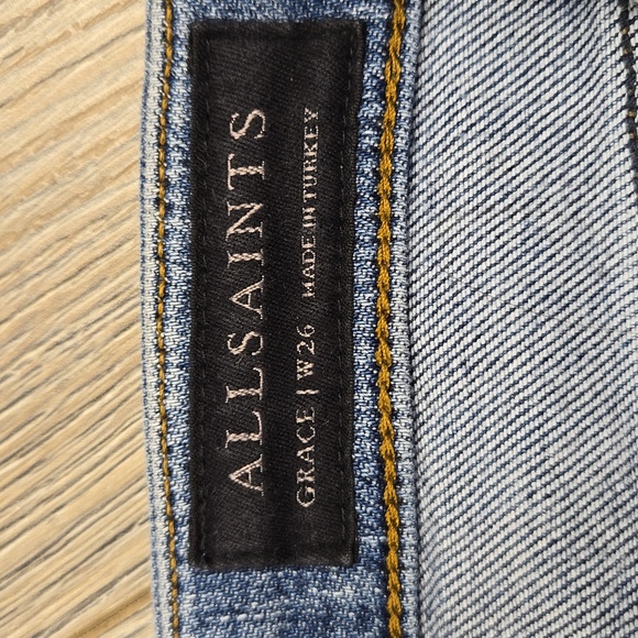 All Saints light wash Grace skinny ankle fray cropped denim jeans, sz 26 - Picture 9 of 10